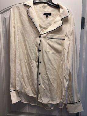 rag & bone Cream Blouse with Black Label Detail